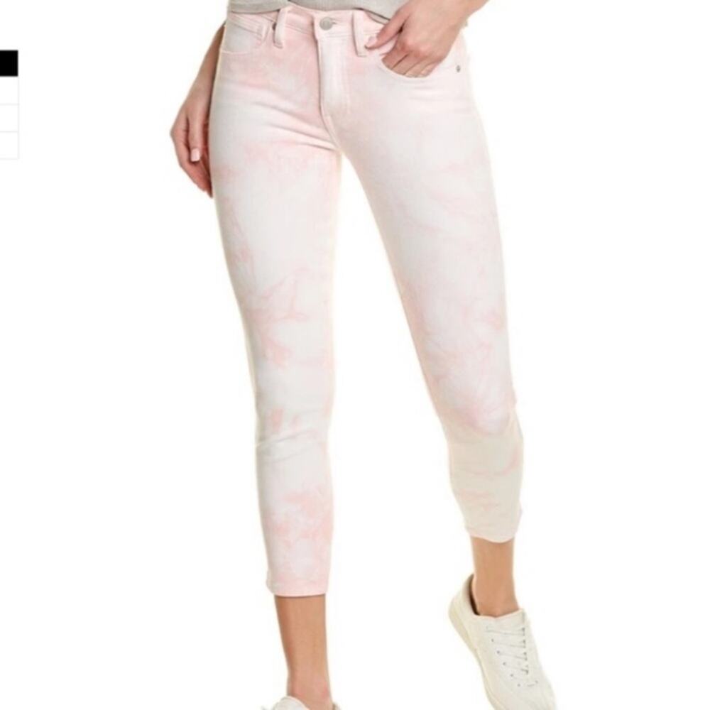 NWT Lucky Brand Ava Crop Pink‎ White Tie Dye Jeans 27